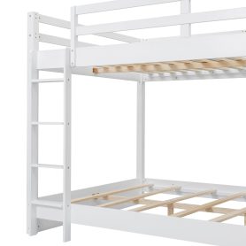Wood Queen Size Bunk Bed with Ladder