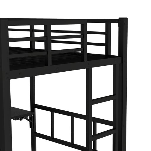 Metal Twin Over Twin Bunk Bed With Built-in Wardrobe, Trundle, Foldable Desk, Ladders