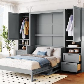 Full Size Murphy Bed Wall Bed with Closet ,Drawers and Shelves