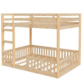 Full over Full Wood Bunk Bed with Ladder and Guardrails 37 Full over Full Wood Bunk Bed with Ladder and Guardrails
