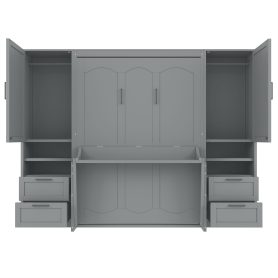 Full Size Murphy Bed Wall Bed with Closet ,Drawers and Shelves