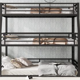 Metal Full/Full XL over Queen over Queen Bunk Bed