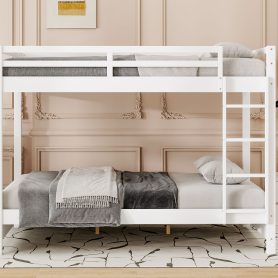 Wood Queen Size Bunk Bed with Ladder