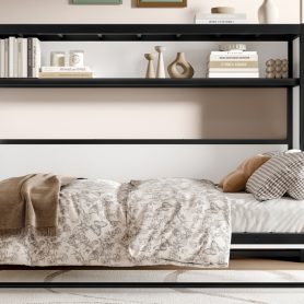 Metal Twin Size Murphy Bed With Shelves, Foldable And Space-Saving Design 41 Metal Twin Size Murphy Bed With Shelves, Foldable And Space-Saving Design