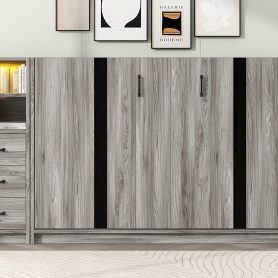 Twin Size Murphy Bed with Drawers and LED Light