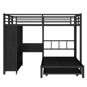 Metal Queen Over Twin Bunk Bed With Built-in Wardrobe, Trundle, Foldable Desk, Ladders 34 Metal Queen Over Twin Bunk Bed With Built-in Wardrobe, Trundle, Foldable Desk, Ladders