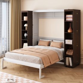 Queen Murphy Bed Wall Bed with Storage Doors