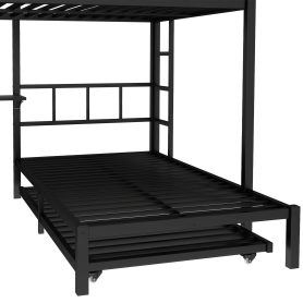 Metal Queen Over Twin Bunk Bed With Built-in Wardrobe, Trundle, Foldable Desk, Ladders 29 Metal Queen Over Twin Bunk Bed With Built-in Wardrobe, Trundle, Foldable Desk, Ladders