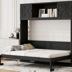 Full Size Murphy Bed with Storage Cabinets