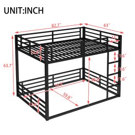 Low Metal Queen over Queen Bunk Bed for Teens and Adults