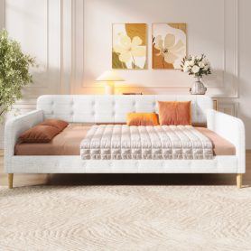 Queen Size Upholstered Daybed with 4 Support Legs