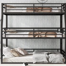 Metal Full/Full XL over Queen over Queen Bunk Bed