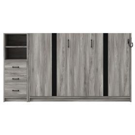 Twin Size Murphy Bed with Drawers and LED Light