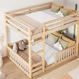 Full over Full Wood Bunk Bed with Ladder and Guardrails 26 Full over Full Wood Bunk Bed with Ladder and Guardrails