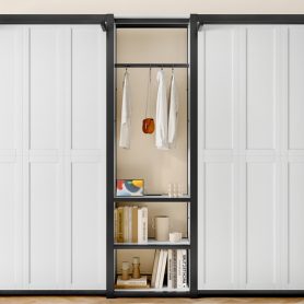 Metal Twin And Twin Murphy Bed With Wardrobe, Shelves And Power Outlets 41 Metal Twin And Twin Murphy Bed With Wardrobe, Shelves And Power Outlets