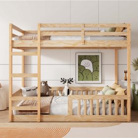 Full over Full Wood Bunk Bed with Ladder and Guardrails 23 Full over Full Wood Bunk Bed with Ladder and Guardrails