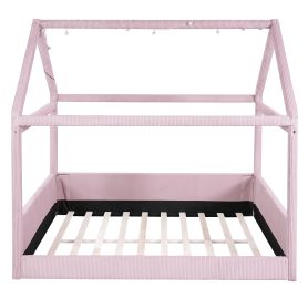 Full Size Upholstered House Daybed with LED Light Strips