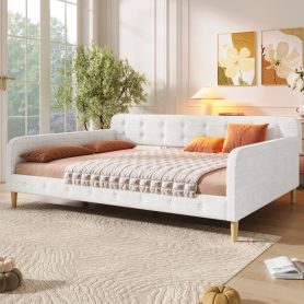 Queen Size Upholstered Daybed with 4 Support Legs