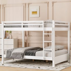 Wood Queen Size Bunk Bed with Ladder