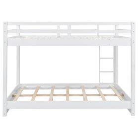 Wood Queen Size Bunk Bed with Ladder and Trundle