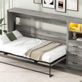 Twin Size Murphy Bed with Drawers and LED Light