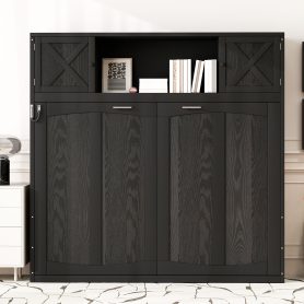 Full Size Murphy Bed with Storage Cabinets