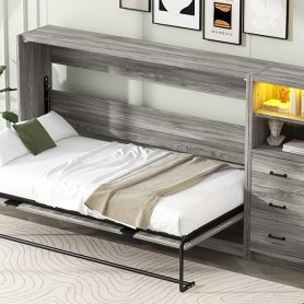 Twin Size Murphy Bed with Drawers and LED Light