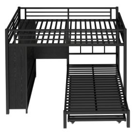 Metal Queen Over Twin Bunk Bed With Built-in Wardrobe, Trundle, Foldable Desk, Ladders 27 Metal Queen Over Twin Bunk Bed With Built-in Wardrobe, Trundle, Foldable Desk, Ladders