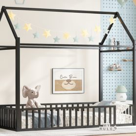 Twin Size House Floor Bed with Detachable Slats