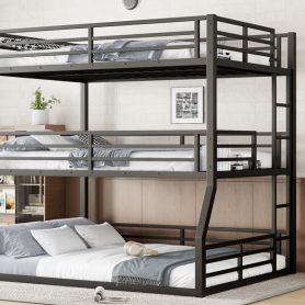 Metal Full/Full XL over Full/Full XL over Queen Bunk Bed