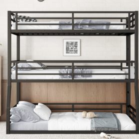 Metal Full/Full XL over Full/Full XL over Queen Bunk Bed