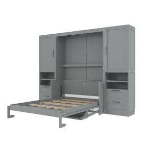 Full Size Murphy Bed Wall Bed with Closet ,Drawers and Shelves