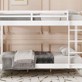 Wood Queen Size Bunk Bed with Ladder