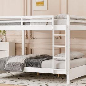 Wood Queen Size Bunk Bed with Ladder