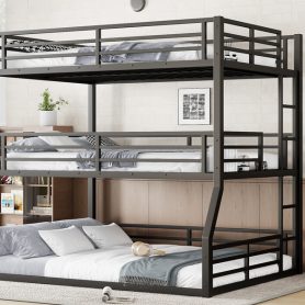 Metal Full/Full XL over Full/Full XL over Queen Bunk Bed
