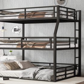 Metal Full/Full XL over Queen over Queen Bunk Bed