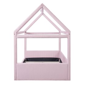 Full Size Upholstered House Daybed with LED Light Strips