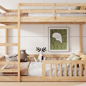 Full over Full Wood Bunk Bed with Ladder and Guardrails 27 Full over Full Wood Bunk Bed with Ladder and Guardrails