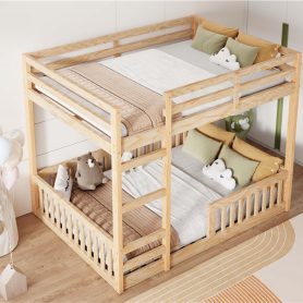 Full over Full Wood Bunk Bed with Ladder and Guardrails 25 Full over Full Wood Bunk Bed with Ladder and Guardrails