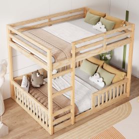 Full over Full Wood Bunk Bed with Ladder and Guardrails 22 Full over Full Wood Bunk Bed with Ladder and Guardrails