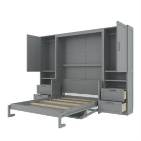 Full Size Murphy Bed Wall Bed with Closet ,Drawers and Shelves