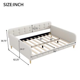 Queen Size Upholstered Daybed with 4 Support Legs