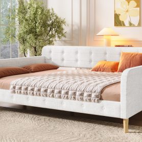 Queen Size Upholstered Daybed with 4 Support Legs