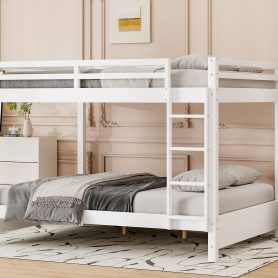Wood Queen Size Bunk Bed with Ladder
