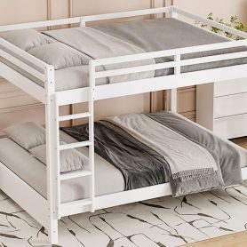 Wood Queen Size Bunk Bed with Ladder