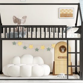 Twin Size House Floor Bed with Detachable Slats