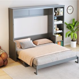 Queen Size Murphy Bed With Desk And Bookshelf