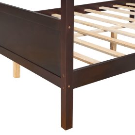 Queen Size Canopy Bed with Headboard and Footboard, Slat Support Leg