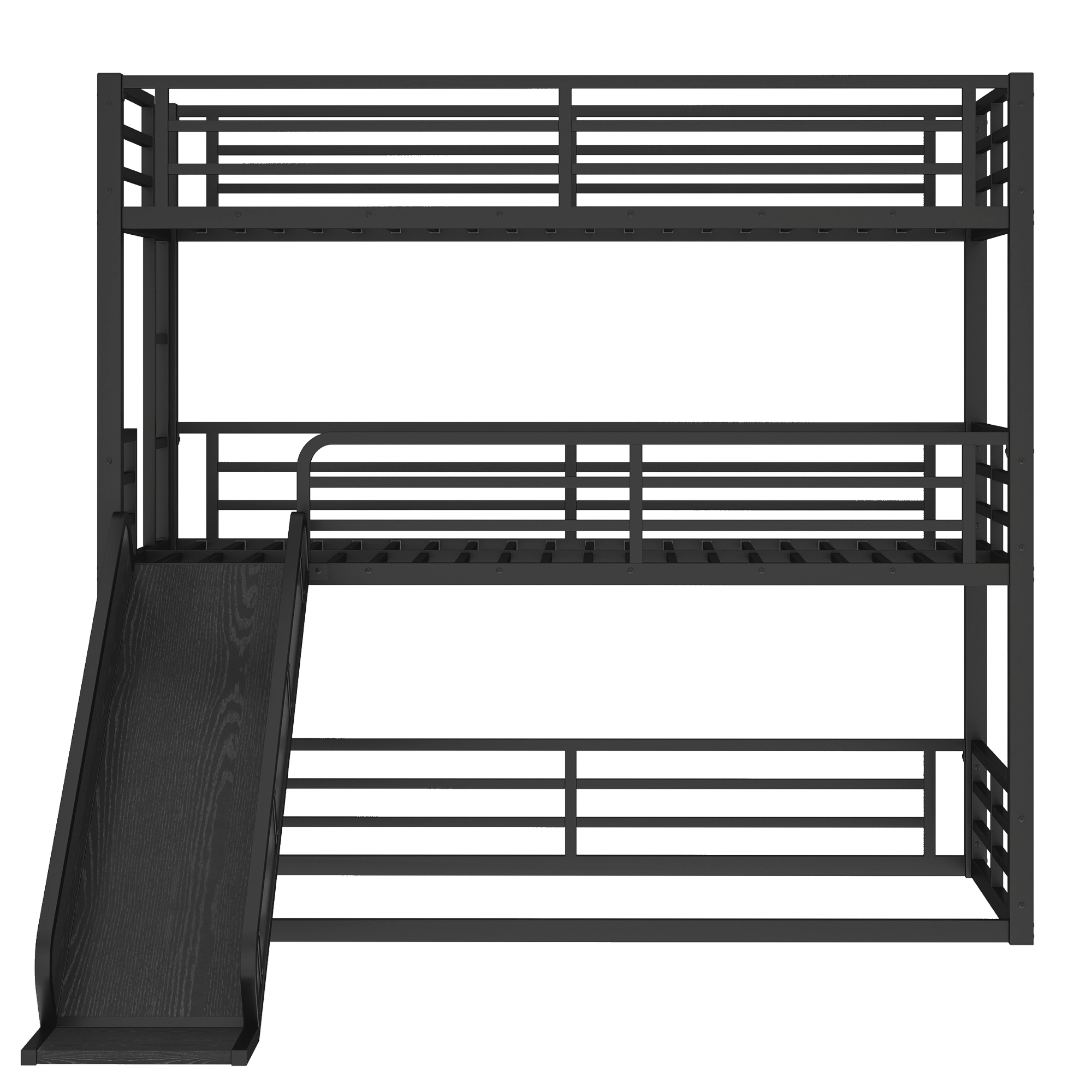 Metal Twin Xl Over Twin Xl Over Twin Xl Bunk Bed With Slide, and Safety Guardrails 12 Metal Twin Xl Over Twin Xl Over Twin Xl Bunk Bed With Slide, and Safety Guardrails