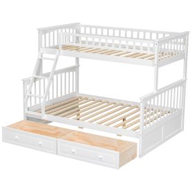 Twin Over Full Bunk Bed With Drawers, Convertible Beds